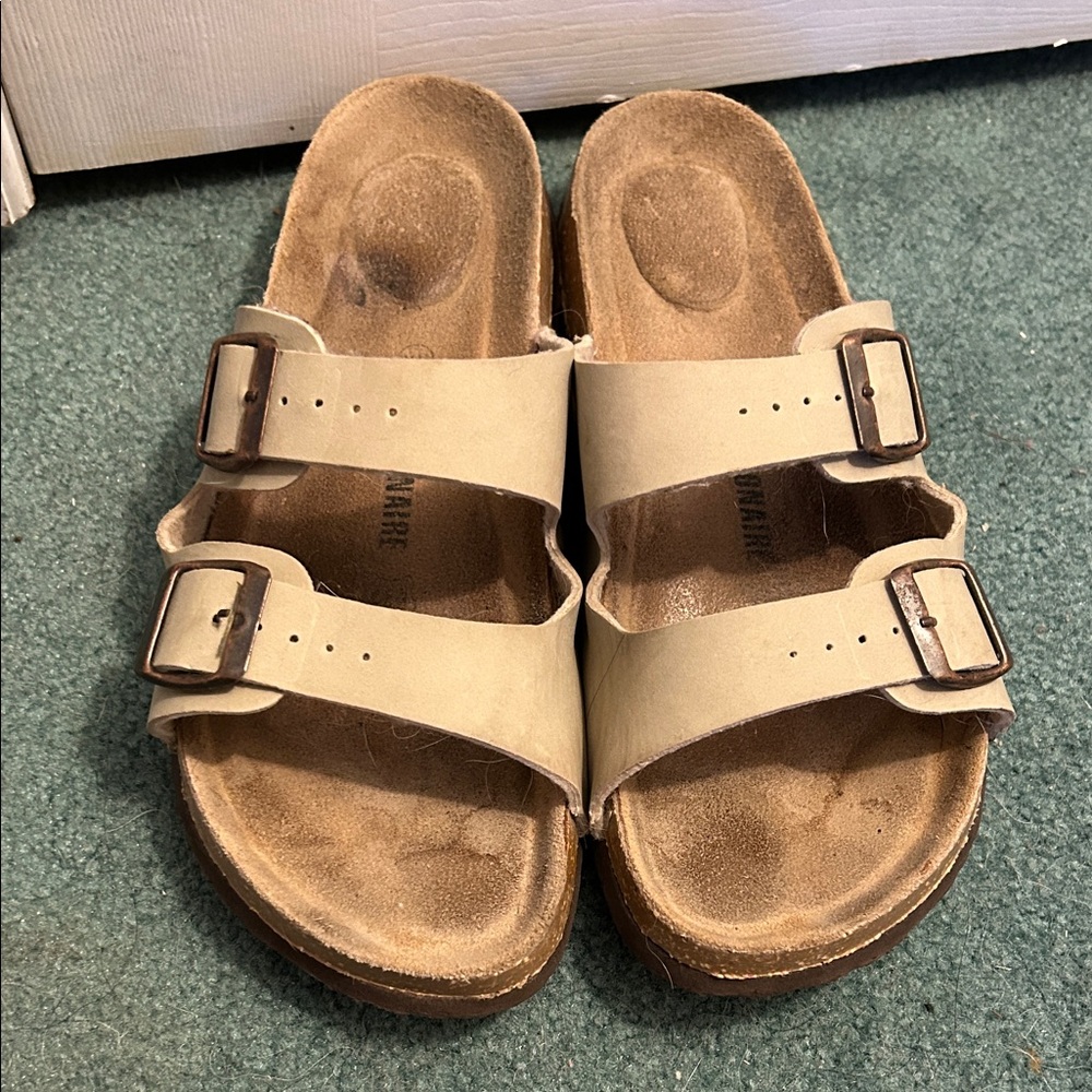 Beige Double Strap Sandals